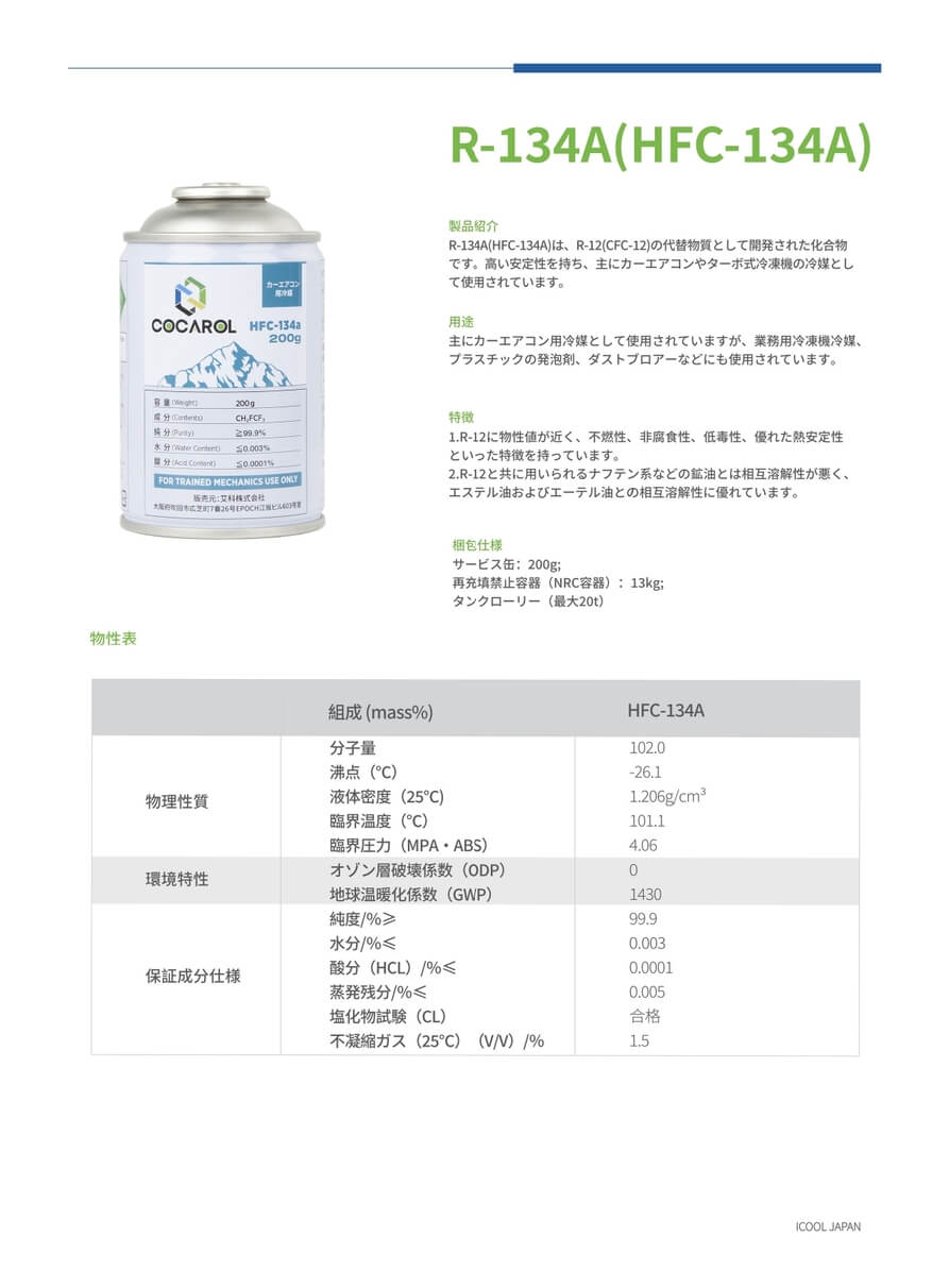 カーエアコンガス HFC-134a 200gサービス缶 – E-Square